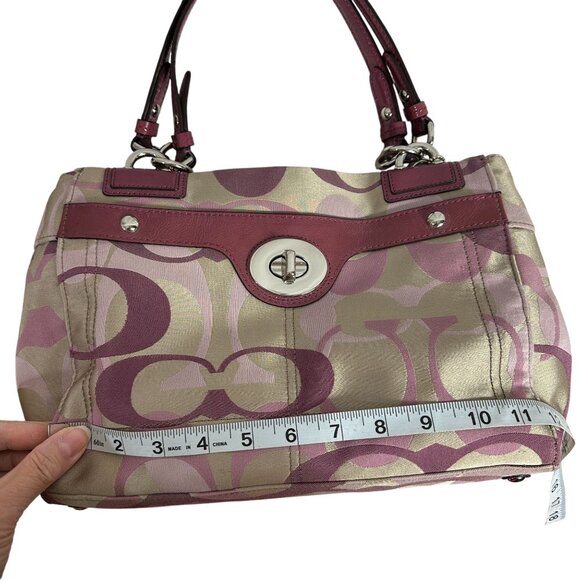Coach OPTIC Signature C PENELOPE Shoulder Bag Mauve Pink Berry Turnlock F17140 - Picture 10 of 15